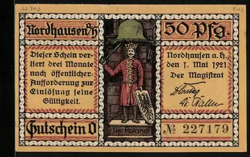 Notgeld Nordhausen a. H. 1921, 50 Pfennig, Aufgang zur Finkenburg