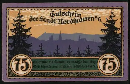 Notgeld Nordhausen a. H. 1921, 75 Pfennig, Der wilde Mann