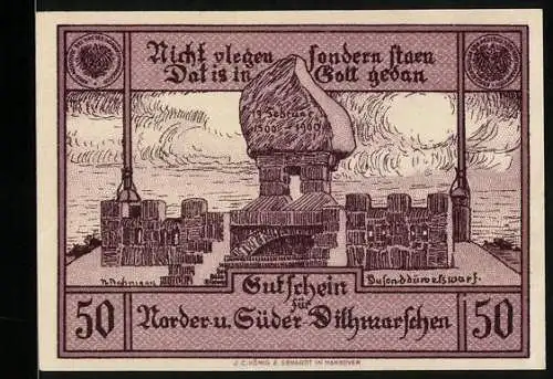 Notgeld Norder - und Süder-Dithmarschen, 50 Pfennig, Die Dusenddüwelswarf