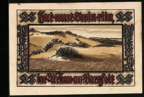 Notgeld Norddorf 1921, 25 Pfennig, Partie in den Dünen