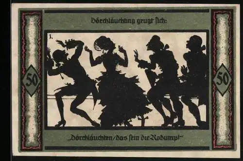 Notgeld Neustrelitz 1921, 50 Pfennig, Adelige Herrschaften in Diskussion