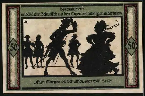 Notgeld Neustrelitz 1921, 50 Pfennig, Szene auf dem Marktplatz
