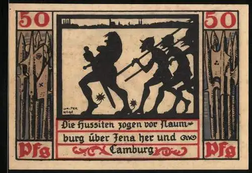 Notgeld Naumburg a. Saale 1920, 50 Pfennig, Die Hussiten kommen