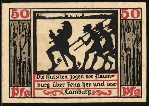 Notgeld Naumburg a. Saale 1920, 50 Pfennig, Die Hussiten ziehen auf