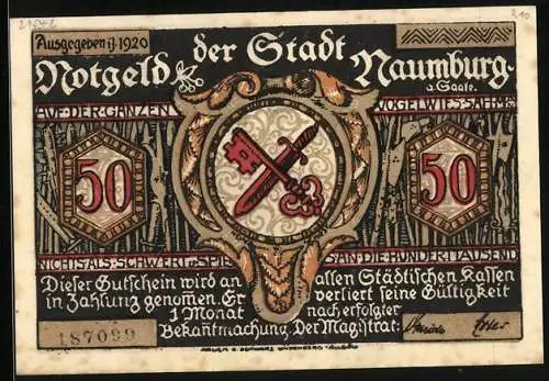 Notgeld Naumburg a. Saale 1920, 50 Pfennig, Der Rat bespricht sich