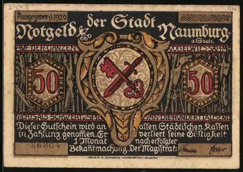 Notgeld Naumburg a. Saale 1920, 50 Pfennig, Der Rat tagt