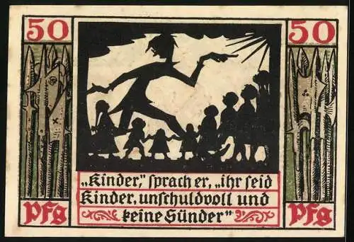 Notgeld Naumburg a. Saale 1920, 50 Pfennig, Der Lehrer spricht zu den Kindern