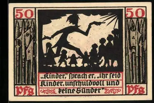 Notgeld Naumburg a. Saale 1920, 50 Pfennig, Der Lehrer adressiert die Kinder
