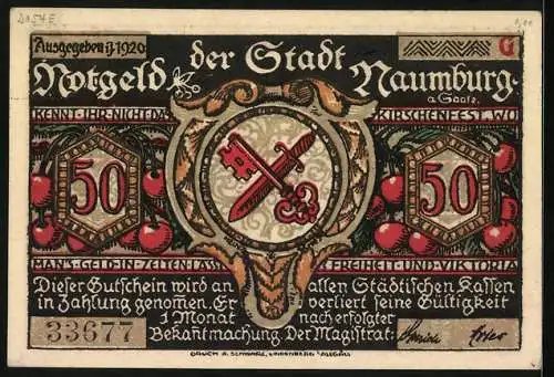 Notgeld Naumburg a. Saale 1920, 50 Pfennig, Der Lehrer adressiert die Kinder