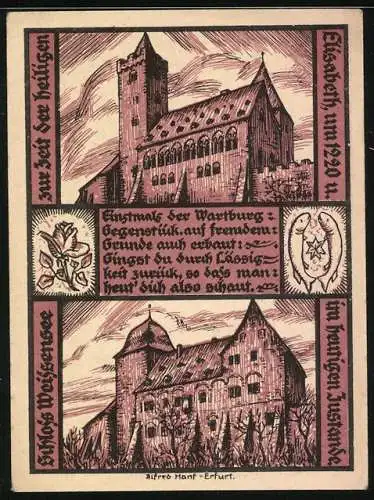 Notgeld Weissensee i. Thür. 1921, 1 Mark, Schloss um 1220 und gegenwärtig