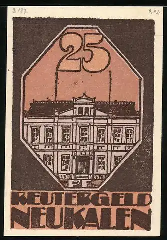 Notgeld Neukalen 1922, 25 Pfennig, Storchennest und Schloss