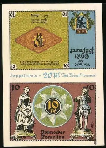 Notgeld Pössneck, 20 Pfennig, Pössnecter Porzellan mit Herstellung