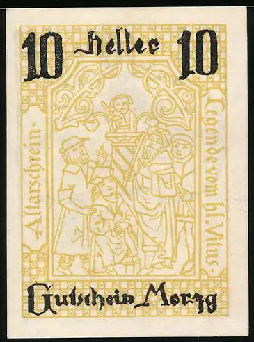 Notgeld Morzg 1910, 10 Heller, Alt Emslieb und Altarschrein
