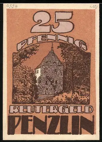 Notgeld Penzlin 1922, 25 Pfennig, Kirche