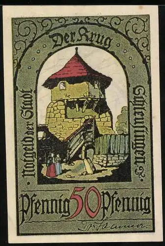 Notgeld Schleusingen, 50 Pfennig, Der Krug, Jäger