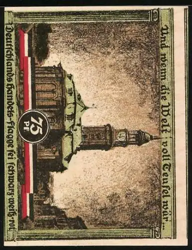 Notgeld Hamburg 1921, 75 Pfennig, Kultur u. Sportwoche, Kirche
