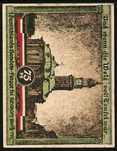 Notgeld Hamburg 1921, 75 Pfennig, Kultur u. Sportwoche, Kirche