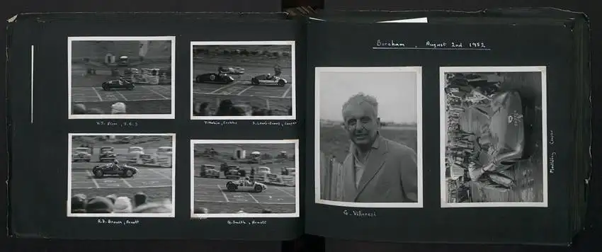 Fotoalbum mit 232 Fotografien Road Raceing 1952-1957, Goodwood, Silverstone, Autorennen, Motorrad, Ferrari, Mercedes 14