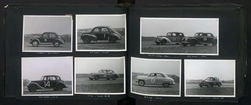 Fotoalbum mit 232 Fotografien Road Raceing 1952-1957, Goodwood, Silverstone, Autorennen, Motorrad, Ferrari, Mercedes 17