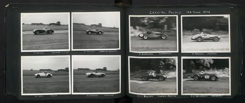 Fotoalbum mit 232 Fotografien Road Raceing 1952-1957, Goodwood, Silverstone, Autorennen, Motorrad, Ferrari, Mercedes 23