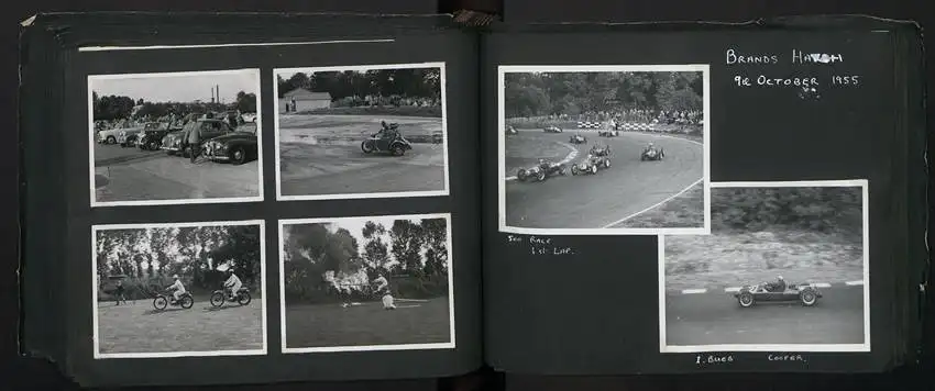 Fotoalbum mit 232 Fotografien Road Raceing 1952-1957, Goodwood, Silverstone, Autorennen, Motorrad, Ferrari, Mercedes 26
