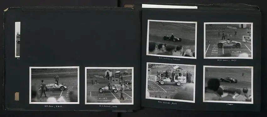 Fotoalbum mit 232 Fotografien Road Raceing 1952-1957, Goodwood, Silverstone, Autorennen, Motorrad, Ferrari, Mercedes 6