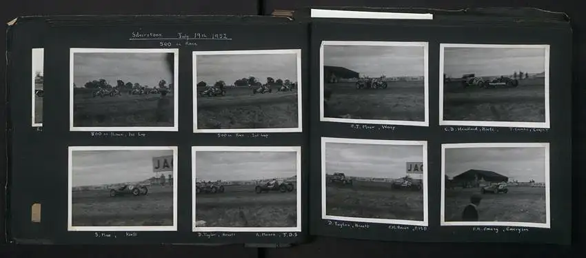 Fotoalbum mit 232 Fotografien Road Raceing 1952-1957, Goodwood, Silverstone, Autorennen, Motorrad, Ferrari, Mercedes 7