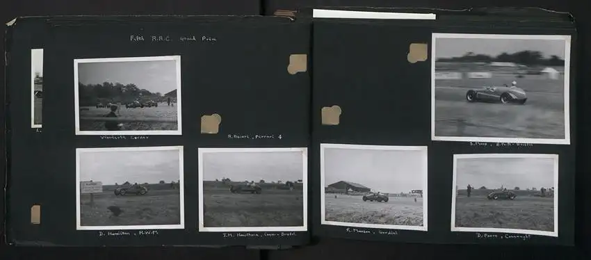 Fotoalbum mit 232 Fotografien Road Raceing 1952-1957, Goodwood, Silverstone, Autorennen, Motorrad, Ferrari, Mercedes 8