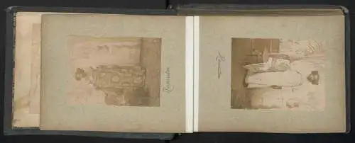 Fotoalbum mit 52 Fotografien Madagaskar, französische Kolonie, Kolonial Soldaten, Tracht, zerstörte Orte