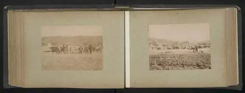 Fotoalbum mit 52 Fotografien Madagaskar, französische Kolonie, Kolonial Soldaten, Tracht, zerstörte Orte