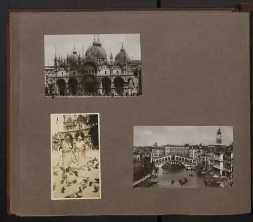 Fotoalbum mit 102 Fotografien, Mittelmeerfahrt 1933 S.S. Watussi, Ansicht Venedig, Menükarte, Stadtansichten