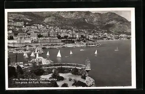 AK Monte Carlo, Les Regates, Vue prise du Fort Antoine