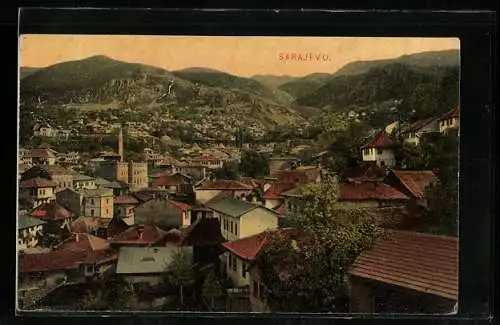 AK Sarajevo, Ortsansicht aus der Vogelschau