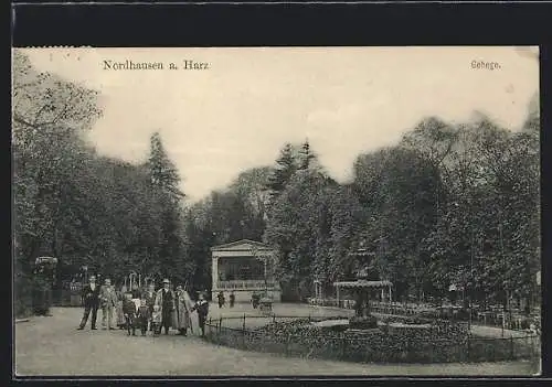 AK Nordhausen a. Harz, Gehege mit Gruppenbild