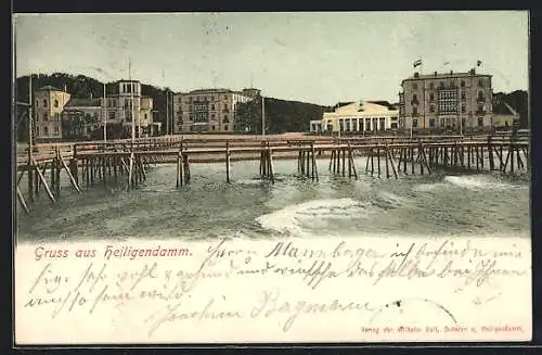 AK Heiligendamm, Blick auf Seebrücke und Hotels vom Wasser aus