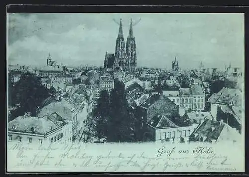 AK Köln, Blick über die Altstadt mit Kölner Dom