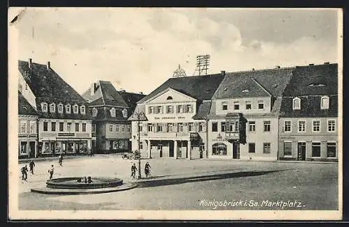 AK Königsbrück i. Sa., Marktplatz mit Geschäften