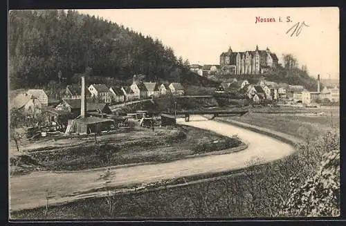 AK Nossen i. S., Ortsansicht aus der Vogelschau