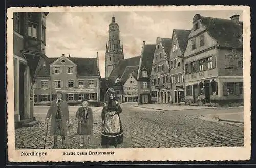 AK Nördlingen, Partie beim Brettermarkt, Gasthaus Karl Metzger