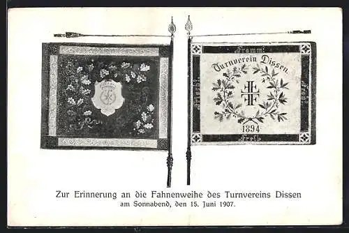 AK Dissen / Westf., Fahnenweihe des Turnvereins am 15. Juni 1907