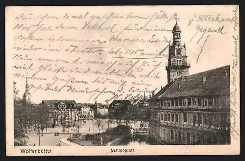 AK Wolfenbüttel, Schlossplatz aus der Vogelschau