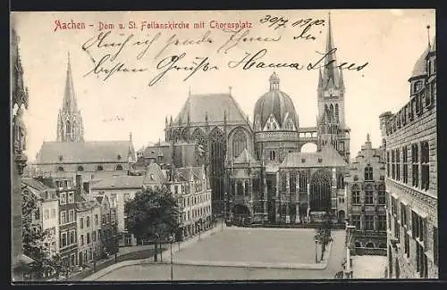 AK Aachen, Dom und St. Foilanskirche mit Chorusplatz