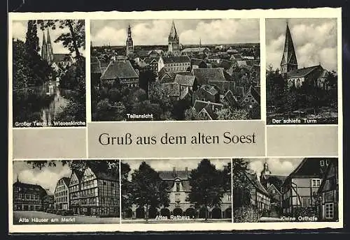 AK Soest, Teilansicht, Der schiefe Turm, Altes Rathaus