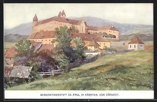 AK St. Paul /Kärnten, Benediktinerstift von Südwest aus