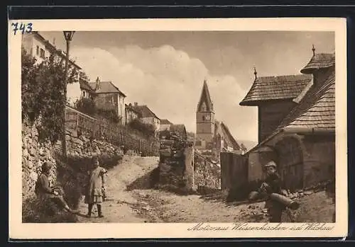 AK Weissenkirchen / Wachau, Strassenpartie mit Kindern