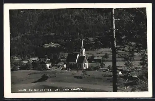 AK Kötschach-Mauthen, Laas am Gailberge mit Ferienheim und Kirche