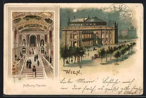 Lithographie Wien, Burgtheater, Hauptstiege