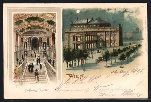 Lithographie Wien, Burgtheater, Hauptstiege