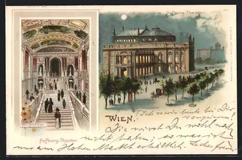 Lithographie Wien, Burgtheater, Hauptstiege