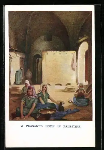 Künstler-AK Szene in einem einfachen Haus in Palästina